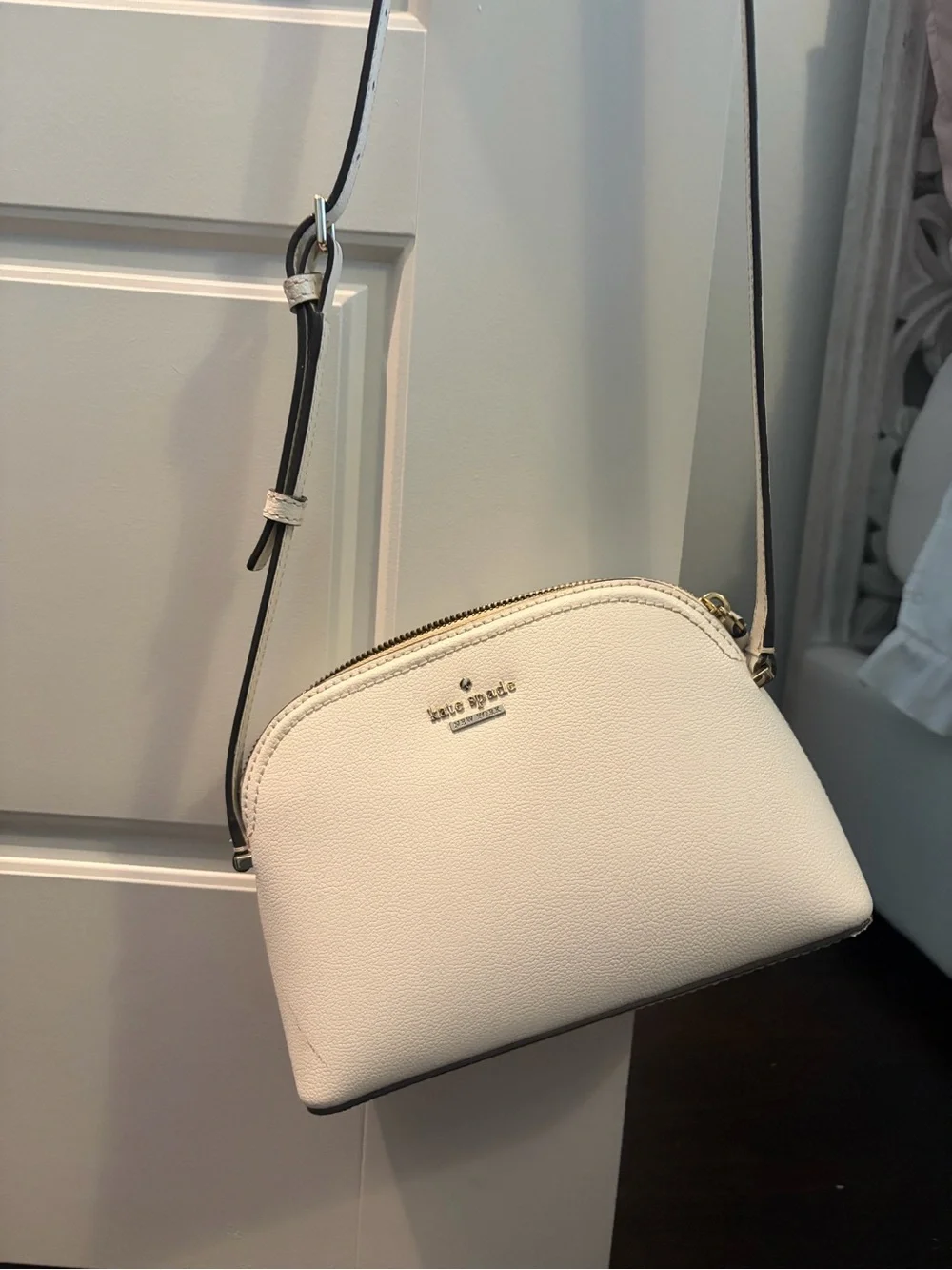 kate spade White Dome Crossbody Bag with Gold Hardware